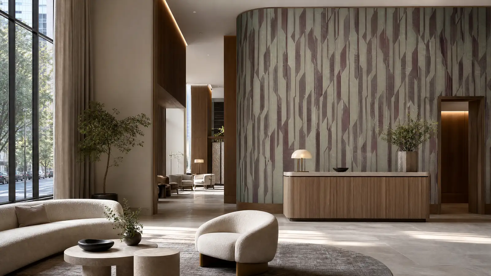 Modern commercial interior with wallcovering